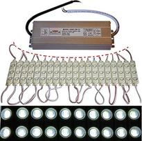 10x 100x LED moduliai + maitinimo šaltinis - Cool White 12,000K - 12V - 3x 5730 SMD Reklama (100x su maitinimo šaltiniu)