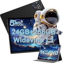 11 colių planšetinis kompiuteris "Android 14", 24GB RAM + 256GB ROM (1TB TF) 8000 mAh Planšetiniai kompiuteriai 5G WiFi/Octa Core 2.0Ghz/Widevine L1/Face ID/Bluetooth 5.0/5MP+13MP/Tabletas su dėklu - juodas