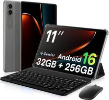 11 colių planšetinis kompiuteris su „Android 16“ ir klaviatūra, 32GB + 256GB, 2 TB, 90 Hz, 8000 mAh | Planšetinis kompiuteris su klaviatūra ir rašikliu | 90 Hz ekrano atnaujinimo dažnis, apsaugantis akis | „Gemini AI“ | Baterija, veikianti 12 ir daugiau