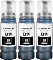 114 Juodas rašalas, suderinamas su „Epson“ 114 rašalo buteliukais, spausdintuvais ET-8550 ir ET-8500 (juodas, 3 vnt.)