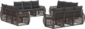 12 dalių „Poly-Rattan“ sofų komplektas, pilkos spalvos | Modulinis dizainas, nuimami pagalvėlių užvalkalai, reguliuojamos kojų atramos, putų pagalvėlės