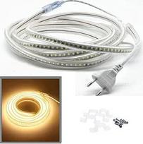 12 m šiltai balta LED juosta, 2835 SMD šviesos diodų juosta, 144 LED/m, labai ryškus apšvietimas - 900 lm/metrui, IP65 šviesos vamzdis, 230 V juosta