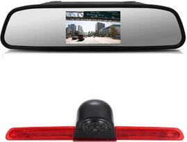 12 mm objektyvo CMOS atbulinės eigos kamera + 4,3 colio automobilinis galinio vaizdo veidrodis su stabdžių žibintu, automobilio stogo atbulinės eigos kamera, skirta „VW T6“ bagažinės durims, aukštam stogui, trečiajam stabdžių žibintui, „Transporter“, vers