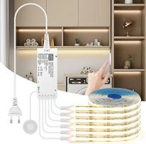 12 V COB LED juosta, 6 ritinėliai, 1 m šiltai baltos spalvos COB LED juostos, akustinės LED plokštės su jutikliniu ir rankiniu dimerio jungikliu spintai, vitrinai, virtuvei, lentynai, vyno spintai ir lentynos apšvietimui