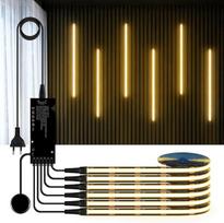 12 V COB LED juosta, 6 ritiniai po 1 m šiltos baltos spalvos akustinių plokščių, COB LED juosta su jutikliniu ir rankiniu reguliatoriumi, pjaustoma COB LED juosta, skirta vitrinoms, vyno spintelėms, virtuvėms ir lentynoms