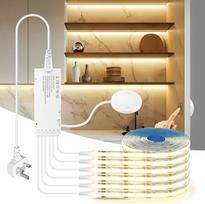 12 V COB LED juosta, 6 vnt. po 2 m šiltos baltos spalvos COB LED juostos su jutikliniu ir rankos judesio reguliatoriumi, skirta vitrinų ir virtuvės apšvietimui (šilta balta, 2 m)