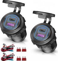 12 V USB-C lizdas, 100 W PD ir 18 W QC, USB lizdas, skirtas kemperiams ir automobiliams, lizdas Nr. 12