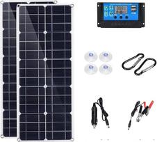 12 V/24 V saulės baterijų rinkinys, 100 W/200 W, 100 A valdiklis, dvigubas saulės baterijų modulis (12 V/5 V USB), vandeniui atsparūs polikristaliniai saulės elementai, skirti automobiliams, jachtoms ir kemperiams, akumuliatorių įkroviklis, skirtas naudot