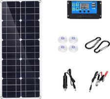 12 V/24 V saulės baterijų rinkinys, 10,0 W–200 W, 100 A reguliatorius, dviguba saulės baterija (12 V/5 V USB), vandeniui atsparūs polikristaliniai saulės elementai, skirti automobilių, jachtų ir kemperių akumuliatorių įkrovimui, naudojimui be elektros tin