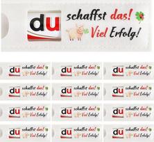12 vnt. "Du schaffst das - Viel Erfol" veltinio dangtelis šokoladui, sėkmės dovana bakalaurui, išleistuvėms, magistrui, diplomui, egzaminui