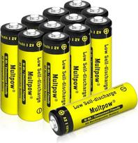 12 vnt. pakuotė įkraunamų AA baterijų, 2600 mAh NiMH, didelės talpos, 1,2 V, įkraunamos buitinės AA („Double A“) baterijos su mažu savaiminiu išsikrovimu, geltonos spalvos