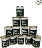 12 x Konservuota duona 02 Ruginė kvietinė Spelta viso grūdo duona su sėklomis 420g už skardinę Be konservantų Ilgalaikis tinkamumas Idealiai tinka saugojimui, avariniams atvejams, lauke ir stovyklavimui su žiedo traukimo užraktu