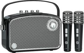 120 W didžiausios galios galingas balso stiprintuvas su 2 UHF mikrofonais, „Bluetooth“ garsiakalbis su žemų dažnių, aukštų dažnių ir aido reguliavimu, kompaktiška PA garsiakalbių sistema, karaokės aparatas suaugusiems, mokytojams