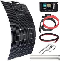 120 W 12 V lankstaus saulės kolektoriaus rinkinys: „DERUXI“ 120 W 12 V saulės kolektoriaus rinkinys: 120 W lankstus saulės kolektorius + 30 A įkrovimo reguliatorius + 4 saulės energijos kabeliai + metalinės kabelio juostos, fotovoltiniai saulės kolektoria