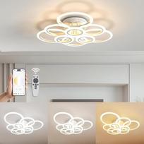 120 W LED lubų šviestuvas su nuotolinio valdymo pultu ir išmaniąja programėle, reguliuojamas apšvietimas 2700 K – 7000 K | 10 800 lm, atminties funkcija, labai ryškus, 9 žiedai, lubų šviestuvai svetainei, miegamajam, virtuvei, naktinė lemputė, atsparus va