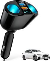 120 W automobilinis įkroviklis Cigaretės žiebtuvėlio platintuvas, QC3.0 PD C tipo + USB prievadai su LED voltmetru, 12 V/24 V automobilinis mobiliojo telefono įkroviklis, dvigubo lizdo cigarečių adapteris mobiliajam telefonui, fotoaparatui, planšetiniam k