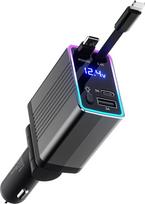 120 W USB-C automobilinis įkroviklis su cigarečių degiklio jungtimi, „4-in-1“ ištraukiamas USB adapteris, greitasis įkroviklis, automobilio aksesuarai, skirti „iPhone 17/16 Pro Max Air“ ir „Samsung“ (pilkos spalvos)