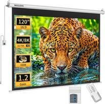 120" 16:9 projektoriaus ekranas su elektrine pavara ir dvipusiu maitinimo jungtimi