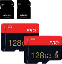 128GB „Micro“ atminties kortelė, 10 klasės atminties kortelės su adapteriu, 10 klasės greitaeigė „Mini SD“ kortelė, skirta išmaniesiems telefonams, fotoaparatams ir planšetiniams kompiuteriams, 2 vnt. rinkinys