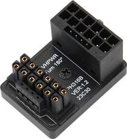 12V 600W GPU PCIe jungtis, ATX 16 kontaktų į 16 kontaktų PCIe adapteris, U posūkio 180 laipsnių kampu GPU maitinimo adapterio plokštė staliniam kompiuteriui (juoda)