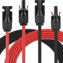 15 m – 6 mm² saulės energijos kabelio prailginimas su MC4 jungtimi, DC 1500 V, raudonas ir juodas