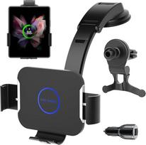 15 W dvigubų spiralių mobiliojo telefono laikiklis automobiliui, skirtas „Samsung Z Fold 7/6/5/4/3“; išmanusis belaidis automobilinis įkroviklis „Qi“ su tvirtinimu prie oro ventiliacijos angos arba prietaisų skydelio, skirtas „Samsung Galaxy Z Fold 7/6/5/
