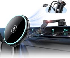15 W belaidis įkroviklis su magnetiniu telefono laikikliu, skirtas „Ford Bronco“ (2021–2026 m. modeliams, 2 ir 4 durų versijoms), 360° reguliuojamas aliuminio lydinio laikiklis, montuojamas ant prietaisų skydelio, lengvai montuojamas kaip originalus įreng