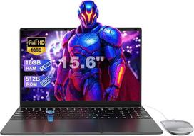 15,6 colių nešiojamasis kompiuteris, 16GB RAM, 512GB SSD, „Celeron N5095“, FHD ekranas (1920 x 1080), „Wi-Fi“, „Bluetooth“, pirštų atspaudų skaitytuvas, nešiojamasis kompiuteris, skirtas studijoms ir darbui, AZERTY klaviatūra su plėvele