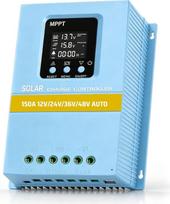 150 A MPPT saulės energijos įkrovimo reguliatorius, 12 V, 24 V, 36 V, 48 V saulės energijos įkrovimo reguliatorius | MPPT įkrovimo reguliatorius su dviem USB jungtimis, suderinamas su švino-rūgštinėmis ir ličio baterijomis, 99 % sekimo efektyvumas, maks.