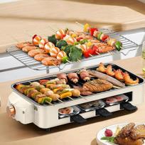 1500 W elektrinis karštas puodas su grilio plokšte, 2-in-1 karštas elektrinis puodas ir BBQ grilis, nedūmijantis, su dangčiu (didelis)