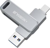 16GB USB atmintinė mobiliajam telefonui, 3-in-1 atmintinė, skirta „iOS“, „Android“ ir kompiuteriui, USB 3.0 atsarginės kopijos atmintinė (blizgus sidabras, 16GB)
