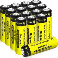 16 vnt. pakuotė įkraunamų AA baterijų, 2600 mAh NiMH, didelės talpos, 1,2 V, įkraunamos buitinės AA („Double A“) baterijos su mažu savaiminiu išsikrovimu, geltonos spalvos