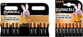 16 vnt. „Duracell“ AA + AAA „Plus Power Boost“ (1 blisteris su 8 AA baterijomis, kurių galia padidinta iki 150 % + 1 blisteris su 8 AAA baterijomis, kurių galia padidinta iki 100 %) 16 baterijų (LR6/MN1500 + LR03/MN2400)