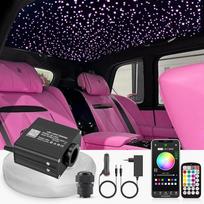 16 W "Twinkle Starry Sky" automobilis, 400 vienetų (0,75 + 1,0 + 1,5 mm) x 3 m "Starry Sky" šviesolaidžio RGBW "Bluetooth" programa / nuotolinio valdymo LED šviesolaidžio šviesa automobiliui / luboms / teatrui
