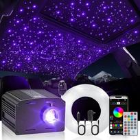 16 W „Twinkle & Music“ garso aktyvuojamas „Starlight“ automobilio lubų apšvietimo rinkinys, skirtas namų „žvaigždžių luboms“, RGBW, 300 vnt. x 0,03 colio x 9,8 pėdų šviesolaidinių automobilio stogo „dangaus žibintų“, valdomų per programėlę ir nuotolinio v