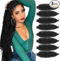 18 colių „Marley Twist“ plaukų pynimo plaukai, 8 pakuotės, iš anksto atskirti, elastingi „Afro Twist“ plaukų priauginimai, garbanoti „Afro Twist“ plaukų pynimai, „Marley“ plaukai „Spring Twist“ (1B#, 45,7 cm (8 pakuotės))