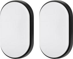18 W LED 4000 K IP65 ovalus sieninis šviestuvas su juodu apvadu, skirtas patalpoms viduje, lauke, vonios kambariui, biurui, prieškambariui, koridoriui, komunalinių paslaugų kambariui, stoginei, dirbtuvėms ir kt. - 2 vnt.