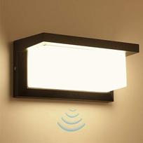 18 W LED lauko sieninis šviestuvas su judesio jutikliu Modernus 3000 K šiltos baltos spalvos šviestuvas IP65 Vandeniui atsparus aliuminio lauko šviestuvas Lauko šviestuvas sodo verandai, kiemui, garažui, garažui, vonios kambariui, sienų apšvietimui