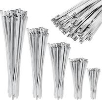 180 vnt. nerūdijančio plieno kabelių tvirtinimo juostelių rinkinys, 100 mm/150 mm/200 mm/250 mm/300 mm metalinės kabelių tvirtinimo juostelės, atsparios UV spinduliams, nerūdijančio plieno kabelių tvirtinimo juostelės, skirtos balkonų tvorų, sodo tvorų tv