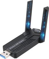 1800Mbps AX1800 USB-Wi-Fi raktas su dviem antenomis, „Wi-Fi 6“ dviejų dažnių (5 GHz/2,4 GHz) didelio stiprumo adapteris kompiuteriui, suderinamas su „Windows 11/10/8/7/Vista/XP“