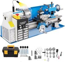 180 x 350 mm mini metalo tekinimo staklės, 550 W variklis iš gryno vario, stalinės tekinimo staklės su tolygiu greičio reguliavimu nuo 50 iki 2250 aps/min, metalinės pavaros, 3-gnybtų griebtuvas ir LED apšvietimas
