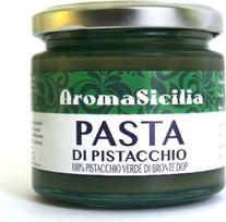 190 g gryna pistacijų pasta, pagaminta iš 100 % tikriausiai geriausių pasaulyje pistacijų DOP iš Bronte, Sicilija, be dažiklių, necukruota, skirta ledams, desertams, pyragams gaminti (190 g)