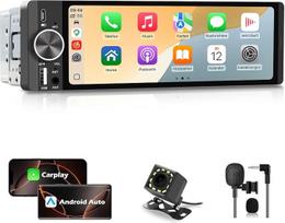 1DIN „Bluetooth“ automobilių radijas su ekranu, „CarPlay“ ir „Android Auto“, atbulinės eigos kamera, navigacija, FM, 6,28 colių „Single DIN“ automobilių radijas su jutikliniu ekranu, valdymu per vairą, „MirrorLink“, ekvalaizeriu, USB-C, AUX | 6,28 colio j