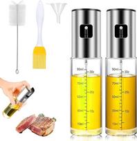2 aliejaus purkštukų pakuotė, aliejaus purkštukas maisto ruošimui, aliejaus purkštuvas karšto oro keptuvei, 100 ml talpos aliejaus purkštukas (stiklinis)