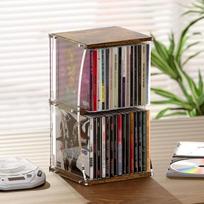 2 aukštų CD lentynėlė, CD laikymo dėžutė, talpinanti iki 30 CD, CD laikiklis iš medžio ir akrilo, nedidelis CD stovas, 16,5 x 14,5 x 29,2 cm