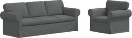 2 dalių modulinė kampinė sofa iš tamsiai pilkos spalvos audinio su metaliniu rėmu, 215x82x80 cm, skirta svetainei ir miegamajam