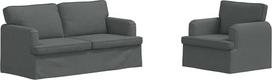 2 dalių modulinis kampinis sofų komplektas tamsiai pilkos spalvos, 162 cm pločio audinio sofa su metaliniu rėmu ir putų pagalvėlėmis, ergonomiškas dizainas, skirtas svetainei ir miegamajam
