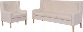 2 dalių sofos komplektas Kreminis baltas audinys Sofa lova Svetainės sofa Modernus sofos komplektas Lauko sodo baldai