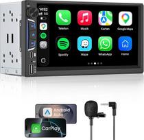 2 DIN automobilinis radijas su „Bluetooth“, ekranu, belaidžiu „CarPlay“ ir „Android Auto“