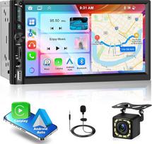 2 DIN automobilinis radijas su „CarPlay“ / „Android Auto“, 7 colių IPS jutiklinis ekranas, palaiko „Bluetooth“ / „MirrorLink“ / FM / USB / Type-C / ekvalaizerį / AUX + atbulinės eigos kamerą